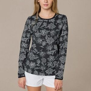 Hang Ten Floral Black and White Rashguard Size Small NWT